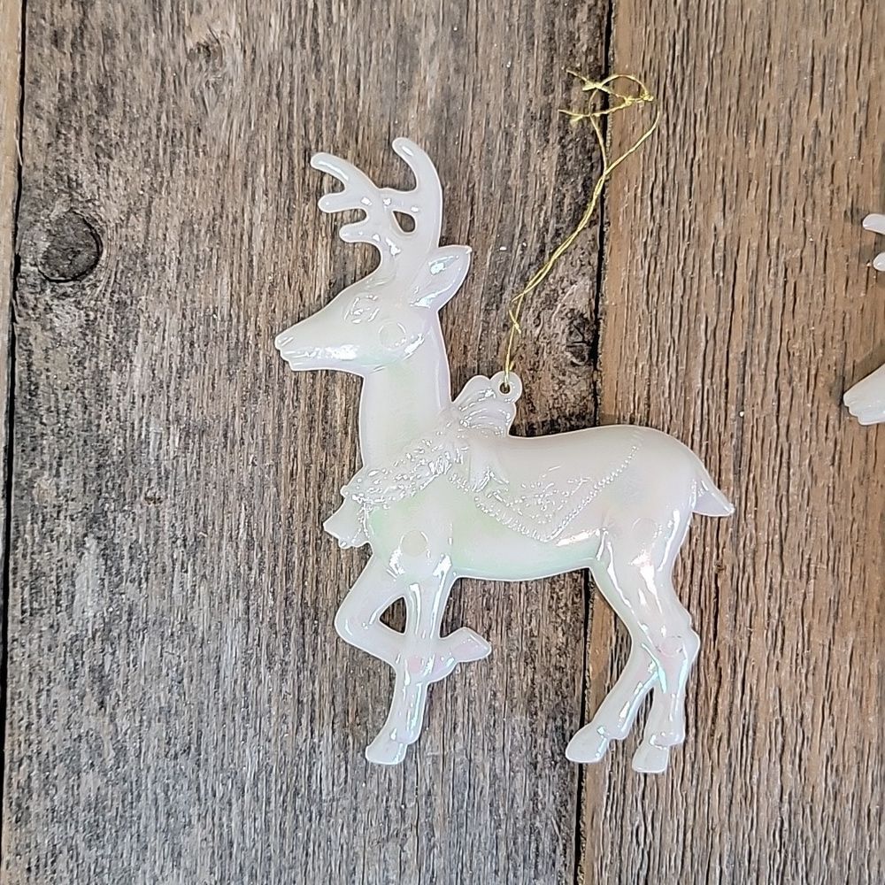 Reindeer Christmas ornaments McCrory Co vintage 80s set of 2
